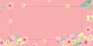 小碎花粉红色小清新花卉边框展板背景